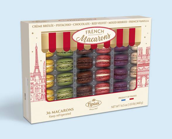 36 French macarons