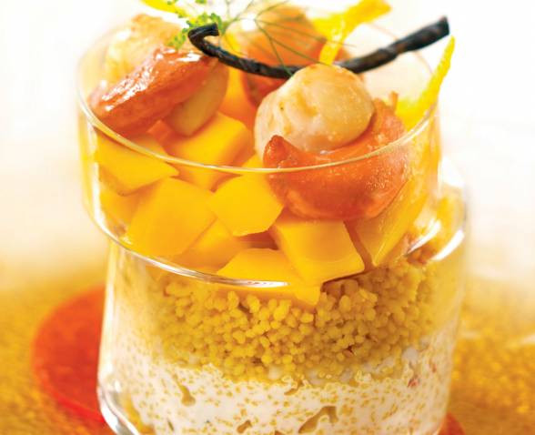 Surprising mix of couscous, scallops and mango