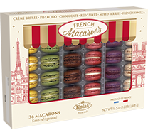 36 French macarons